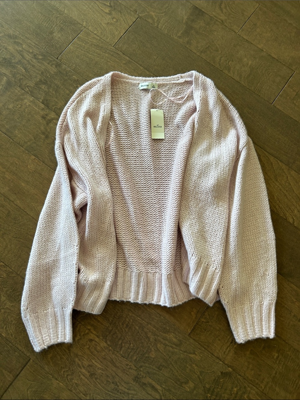 Hollister Light Pink Open-Front Knit Cardigan